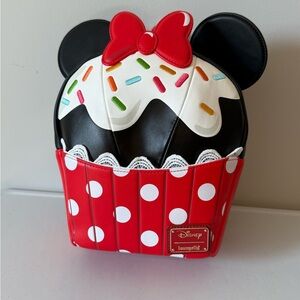Loungefly Red Black White Minnie Cupcake Backpack